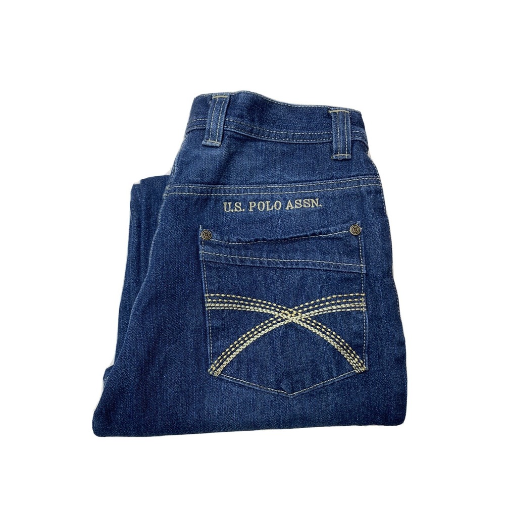 U.S. POLO ASSN. Jeans Yout Embroidered Slim Straight Blue 5 Pocket Sz 14 (24x27)